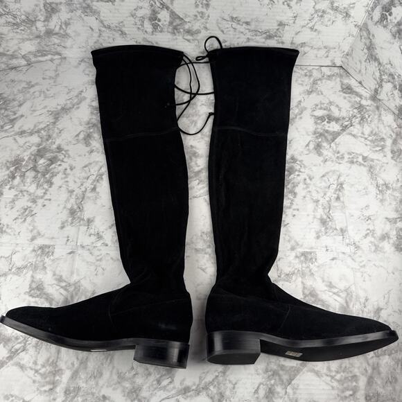 Stuart Weitzman Womens Lowland Over The Knee Boot Size 9 Black Stretch Suede - Picture 5 of 7